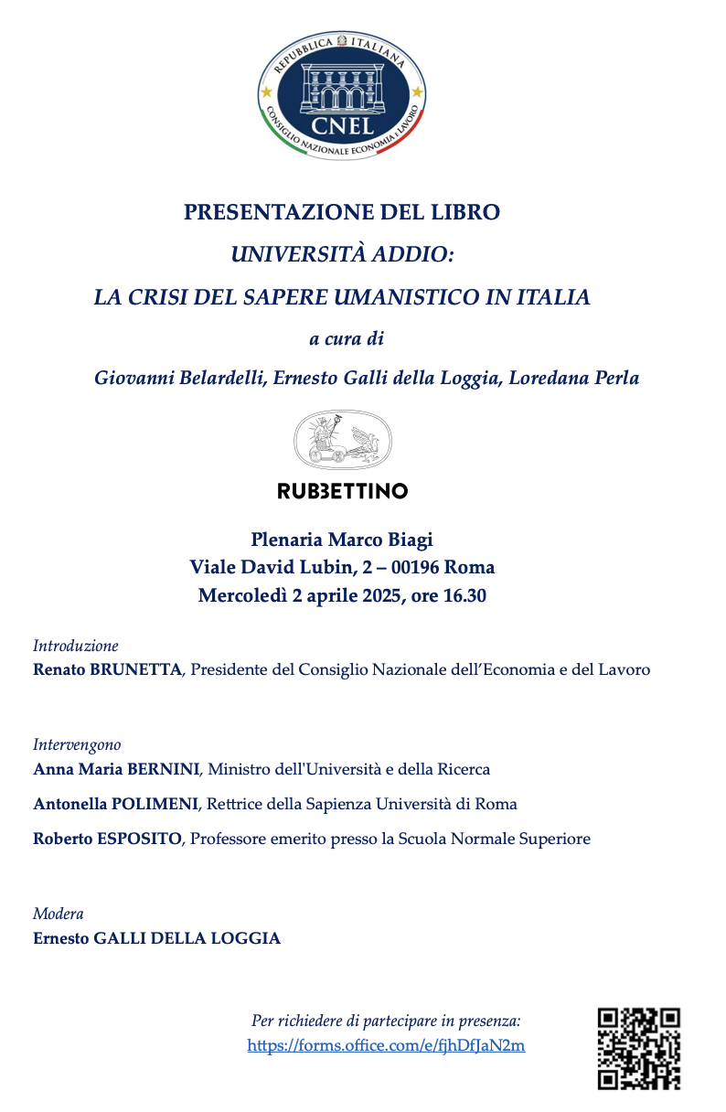 Presentazione del libro: "Università addio: la crisi del sapere umanistico in Italia"